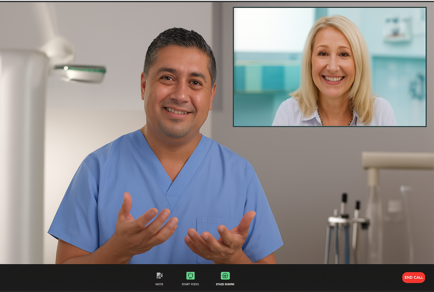 Dr. Márquez on a video call with patient